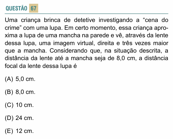 Enunciado da questão 67 de Física do FACISB 2023