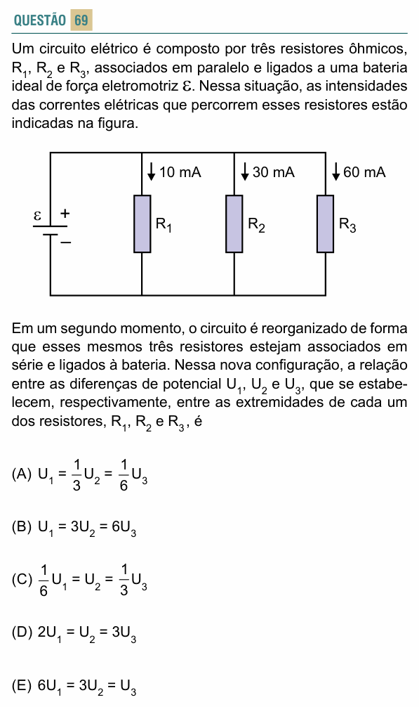 Enunciado da questão 69 de Física do FACISB 2023