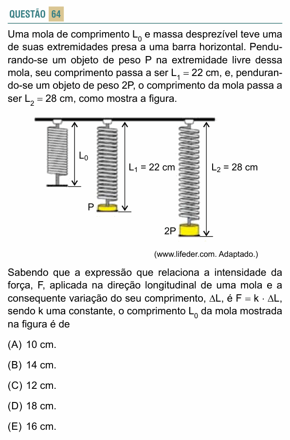 Enunciado da questão 64 de Física do FACISB 2024