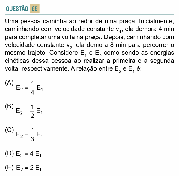 Enunciado da questão 65 de Física do FACISB 2024
