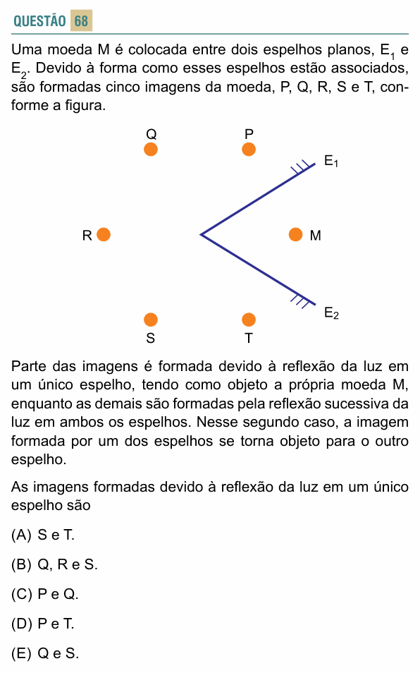 Enunciado da questão 68 de Física do FACISB 2024