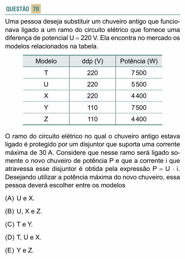 Enunciado da questão 70 de Física do FACISB 2024