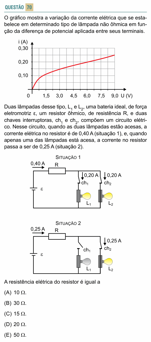 Enunciado da questão 70 de Física do FACISB 2025