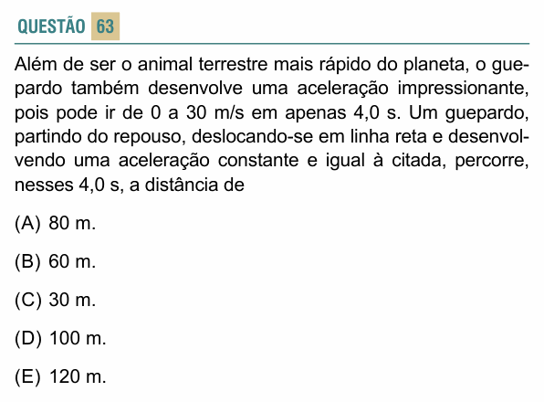 Enunciado da questão 63 de Física do FACISB 2026