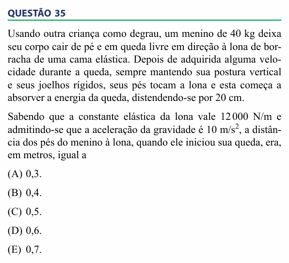 Enunciado da questão 35 de Física do FAMECA 2014