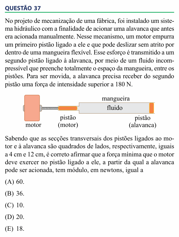 Enunciado da questão 37 de Física do FAMECA 2014