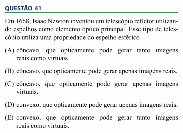 Enunciado da questão 41 de Física do FAMECA 2014