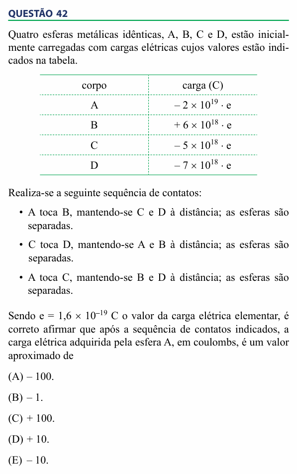 Enunciado da questão 42 de Física do FAMECA 2014