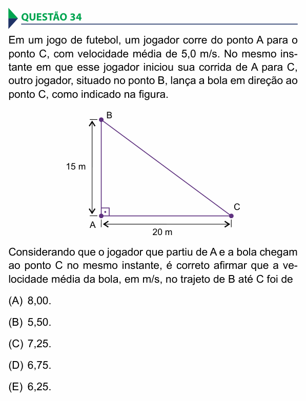 Enunciado da questão 34 de Física do FAMECA 2015
