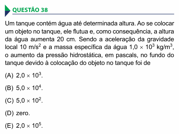 Enunciado da questão 38 de Física do FAMECA 2015