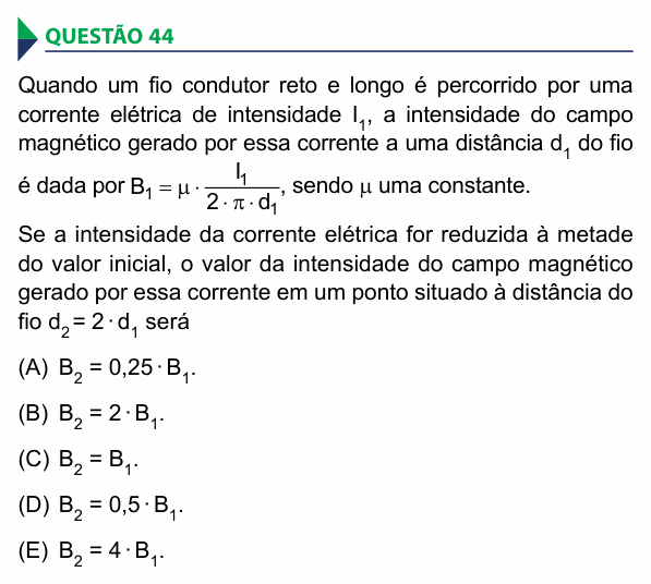 Enunciado da questão 44 de Física do FAMECA 2015