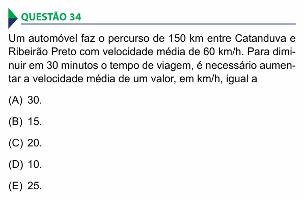 Enunciado da questão 34 de Física do FAMECA 2016