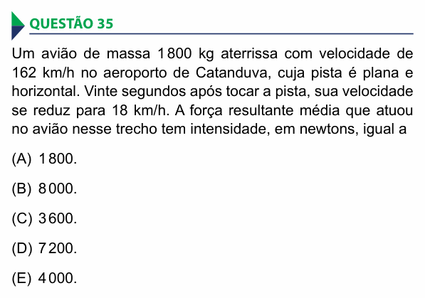 Enunciado da questão 35 de Física do FAMECA 2016