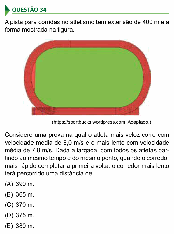 Enunciado da questão 34 de Física do FAMECA 2017
