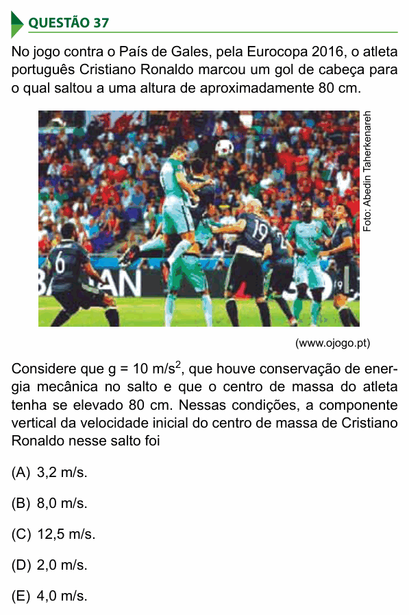 Enunciado da questão 37 de Física do FAMECA 2017