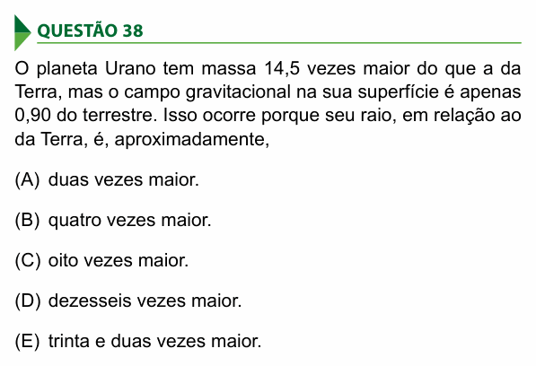 Enunciado da questão 38 de Física do FAMECA 2017