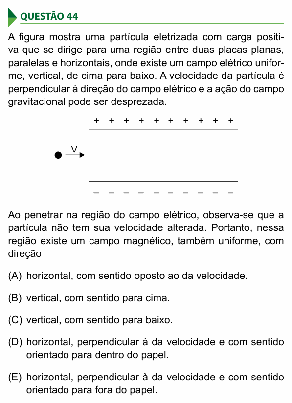 Enunciado da questão 44 de Física do FAMECA 2017