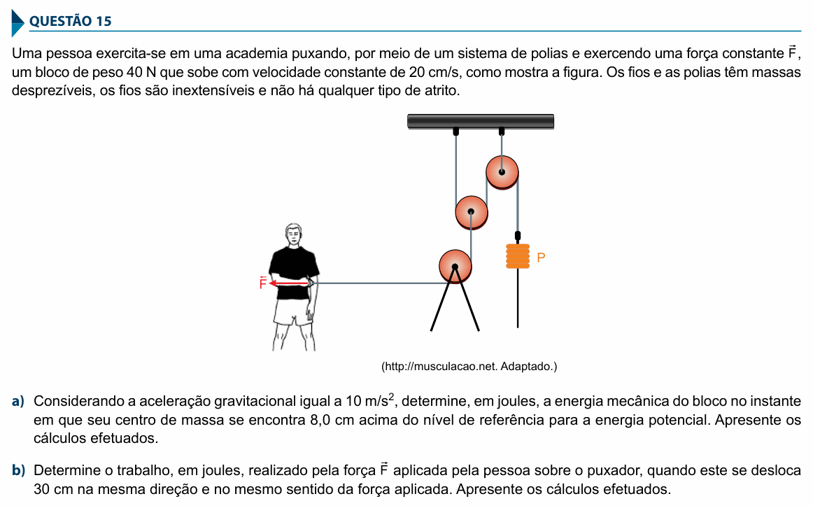 Enunciado da questão 15 de Física do FAMECA 2018 (2º dia)