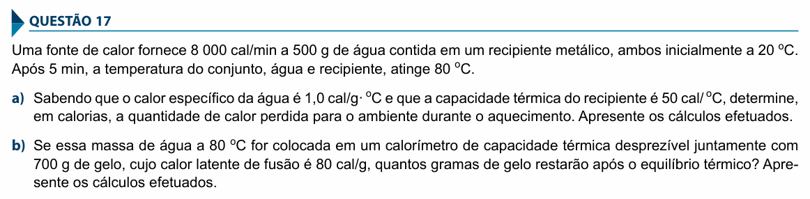 Enunciado da questão 17 de Física do FAMECA 2018 (2º dia)