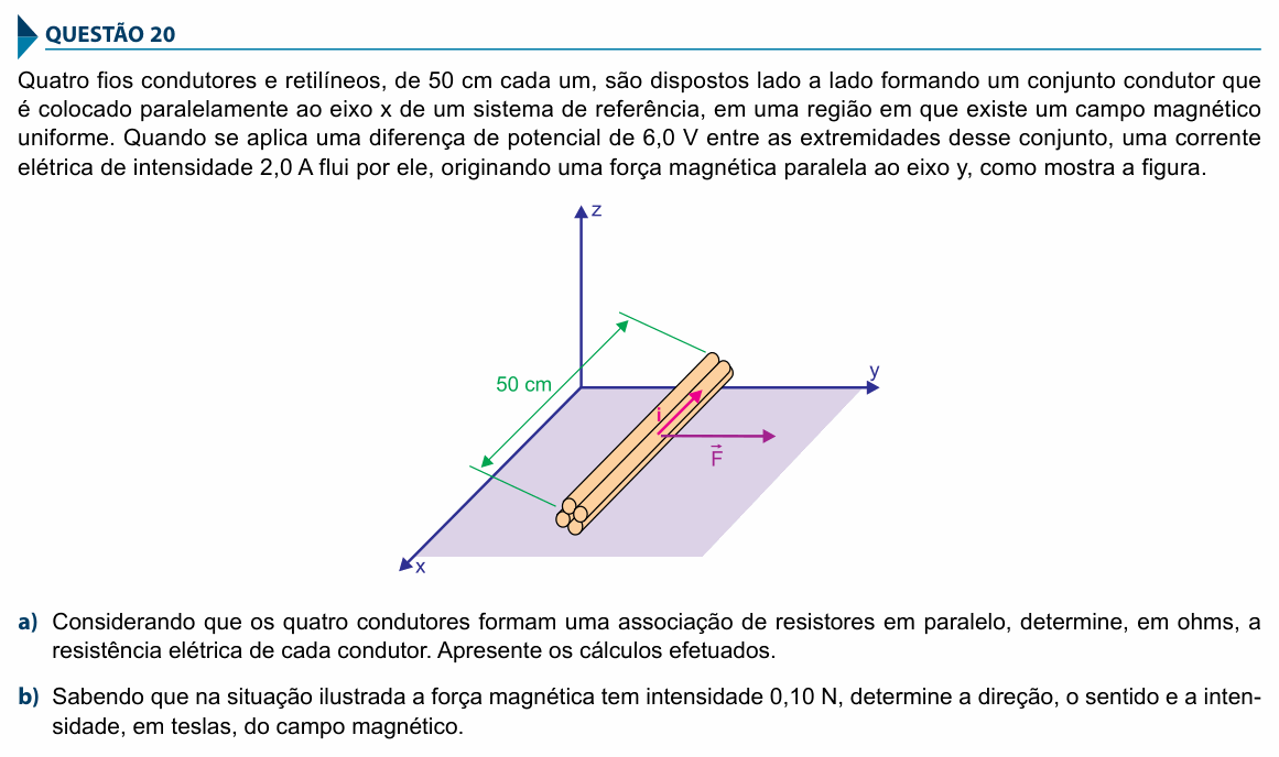 Enunciado da questão 20 de Física do FAMECA 2018 (2º dia)