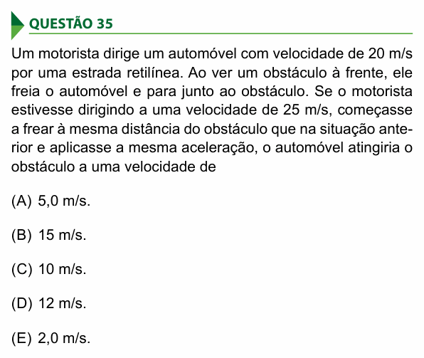 Enunciado da questão 35 de Física do FAMECA 2018