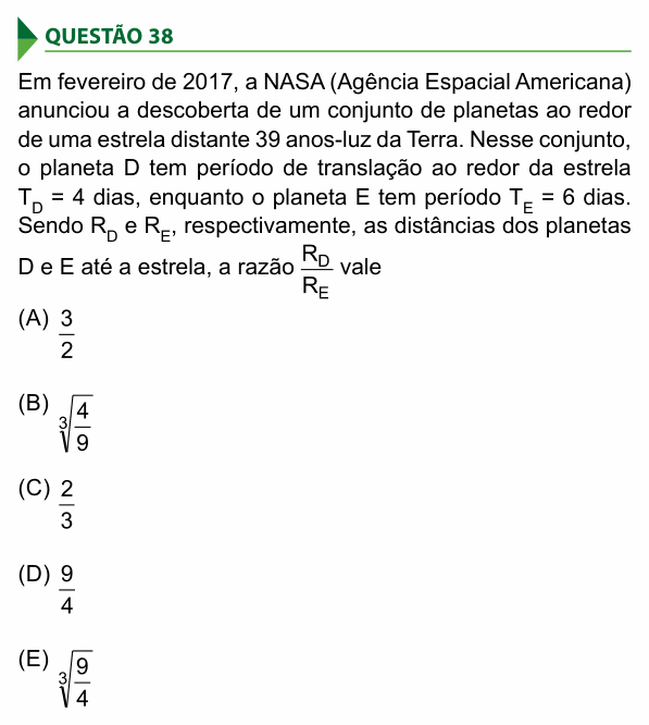 Enunciado da questão 38 de Física do FAMECA 2018
