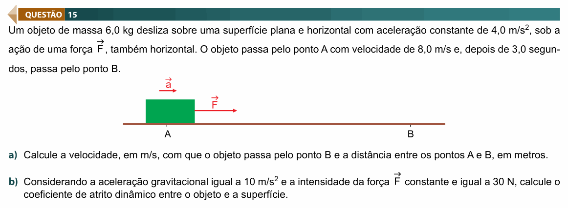 Enunciado da questão 15 de Física do FAMECA 2019 (2º dia)
