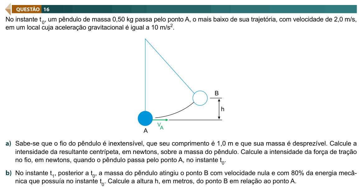 Enunciado da questão 16 de Física do FAMECA 2019 (2º dia)