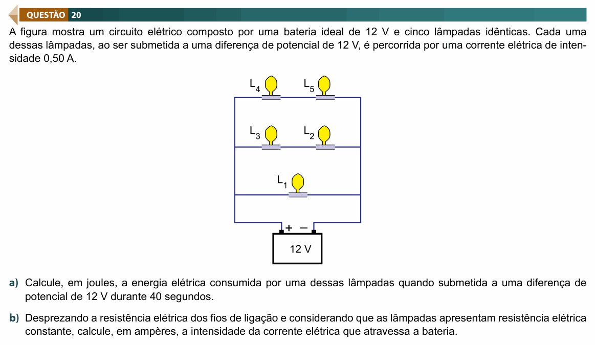 Enunciado da questão 20 de Física do FAMECA 2019 (2º dia)