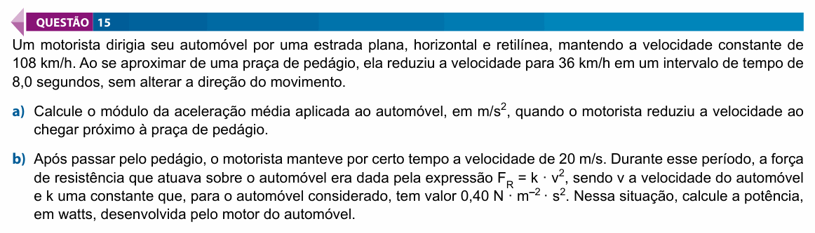 Enunciado da questão 15 de Física do FAMECA 2020 (2º dia)