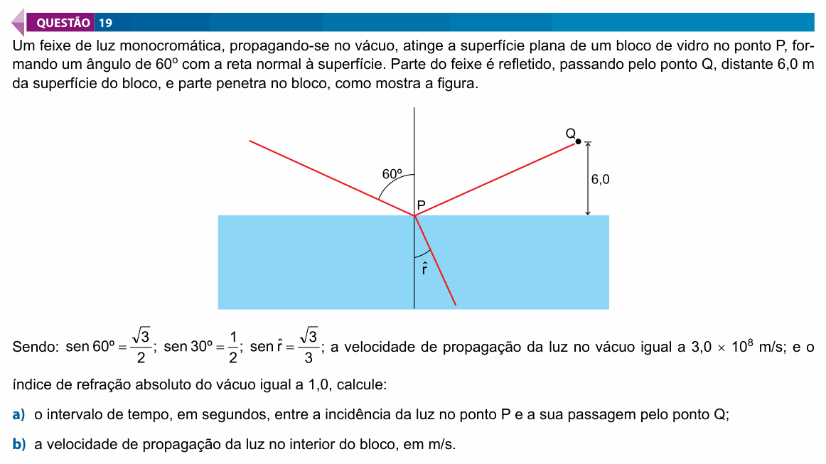 Enunciado da questão 19 de Física do FAMECA 2020 (2º dia)