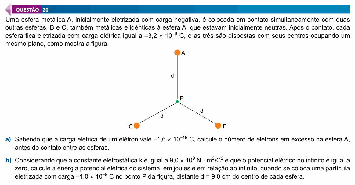 Enunciado da questão 20 de Física do FAMECA 2020 (2º dia)