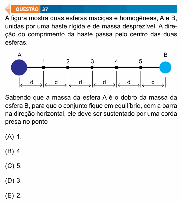 Enunciado da questão 37 de Física do FAMECA 2020