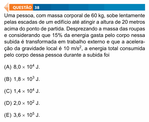 Enunciado da questão 38 de Física do FAMECA 2020