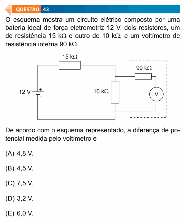 Enunciado da questão 43 de Física do FAMECA 2020