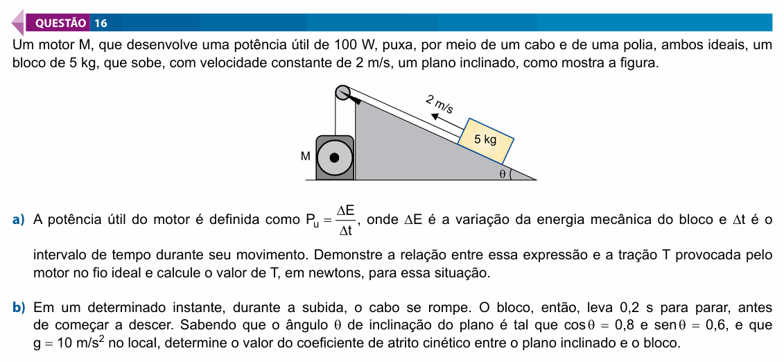 Enunciado da questão 16 de Física do FAMECA 2021 (2º dia)