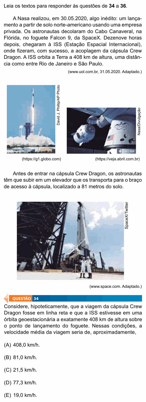 Enunciado da questão 34 de Física do FAMECA 2021