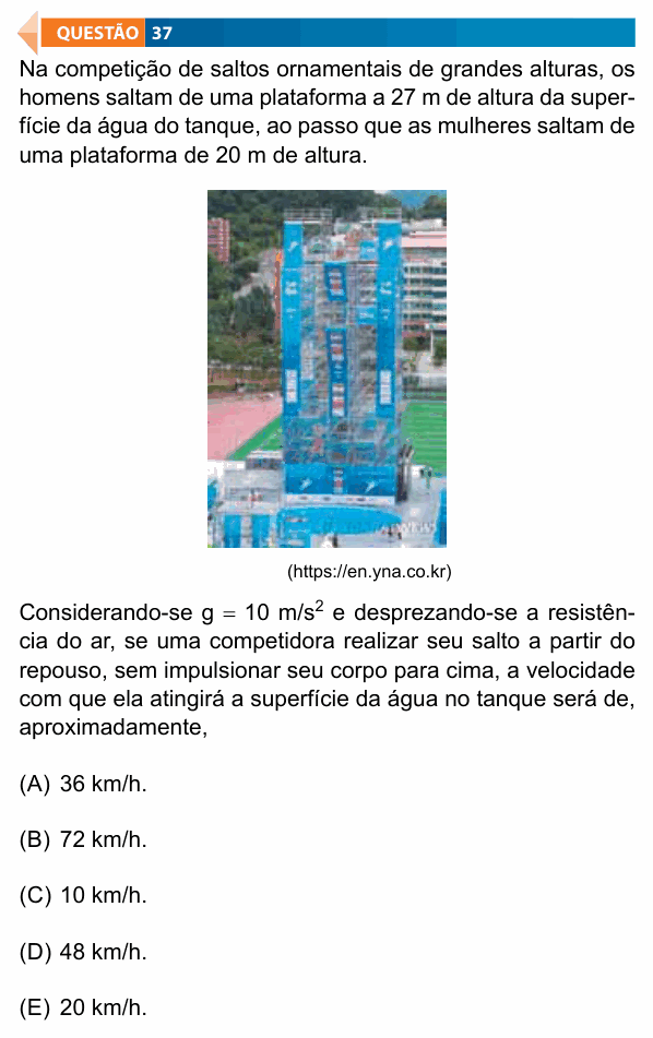 Enunciado da questão 37 de Física do FAMECA 2021