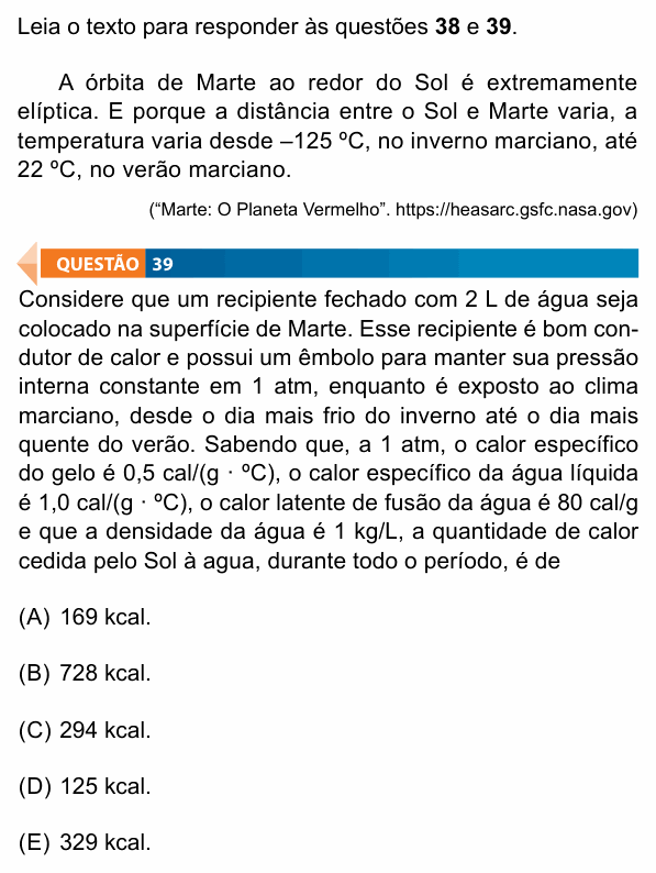 Enunciado da questão 39 de Física do FAMECA 2021