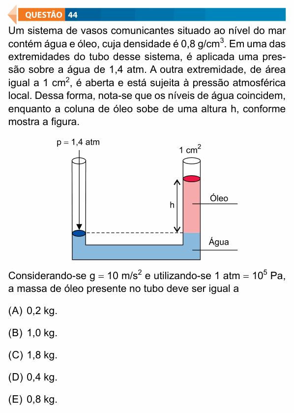 Enunciado da questão 44 de Física do FAMECA 2021