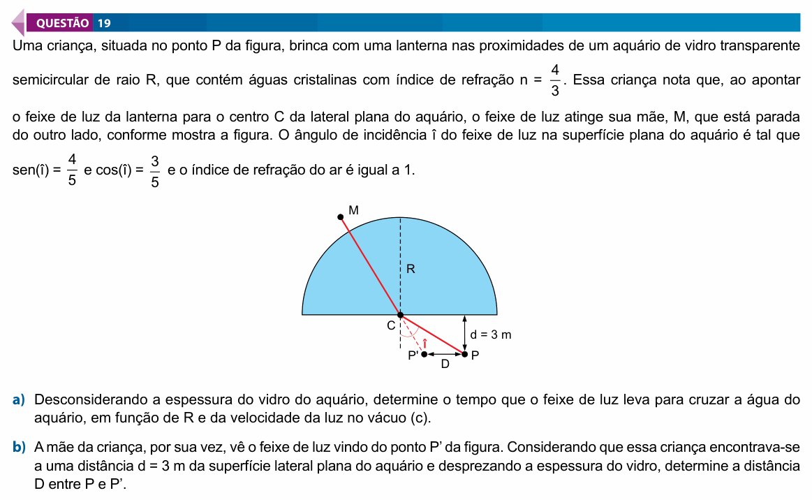 Enunciado da questão 19 de Física do FAMECA 2022 (2º dia)