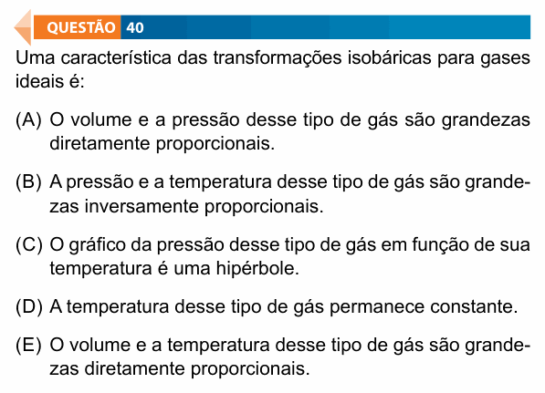 Enunciado da questão 40 de Física do FAMECA 2022