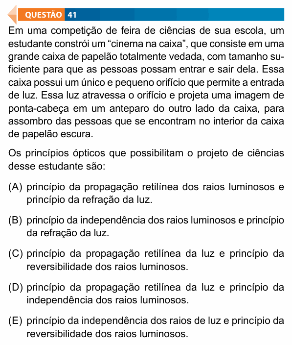 Enunciado da questão 41 de Física do FAMECA 2022