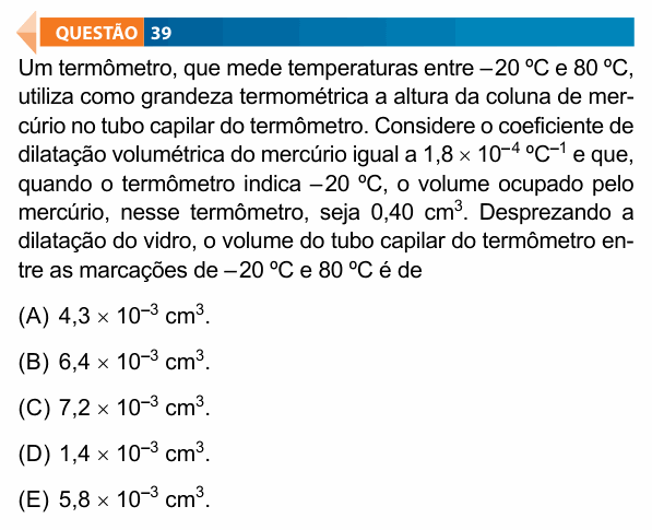 Enunciado da questão 39 de Física do FAMECA 2023