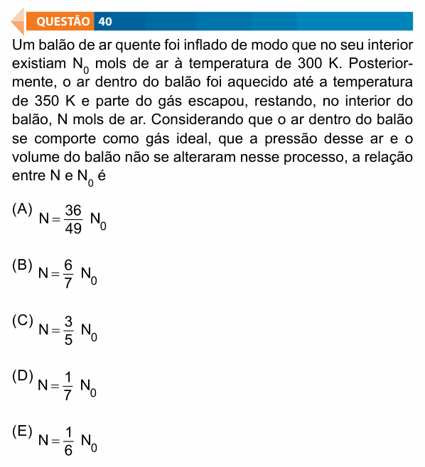 Enunciado da questão 40 de Física do FAMECA 2023