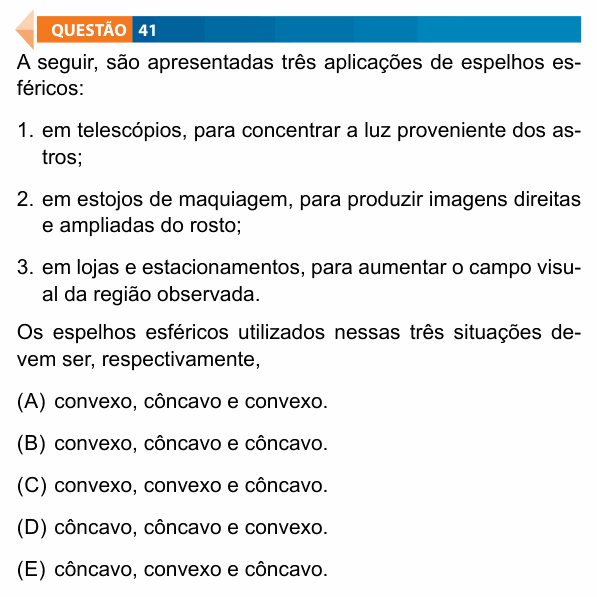 Enunciado da questão 41 de Física do FAMECA 2023