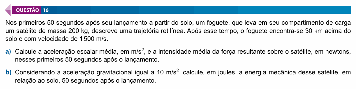 Enunciado da questão 16 de Física do FAMECA 2024 (2º dia)