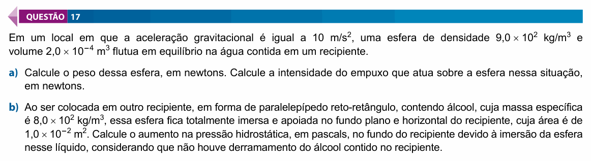 Enunciado da questão 17 de Física do FAMECA 2024 (2º dia)