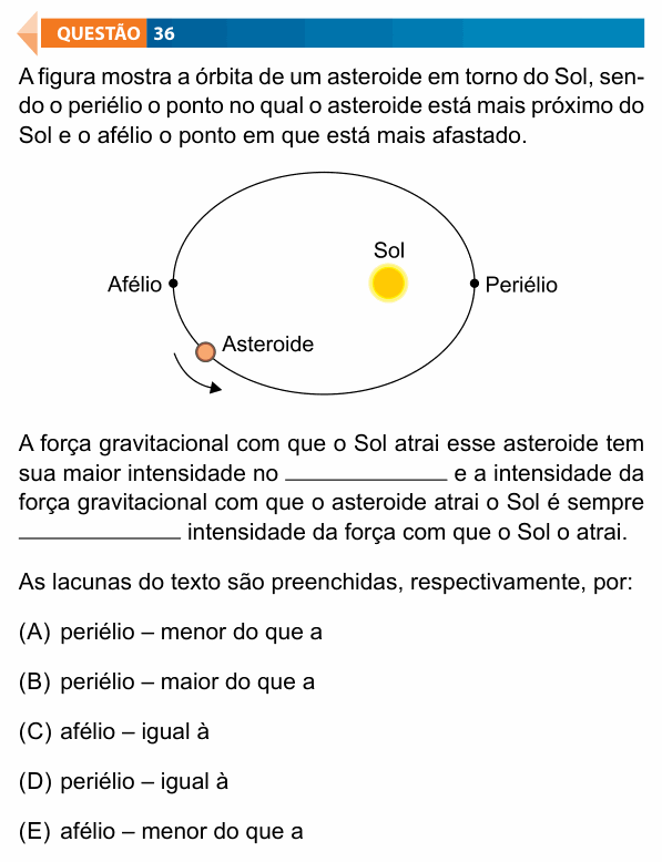 Enunciado da questão 36 de Física do FAMECA 2024