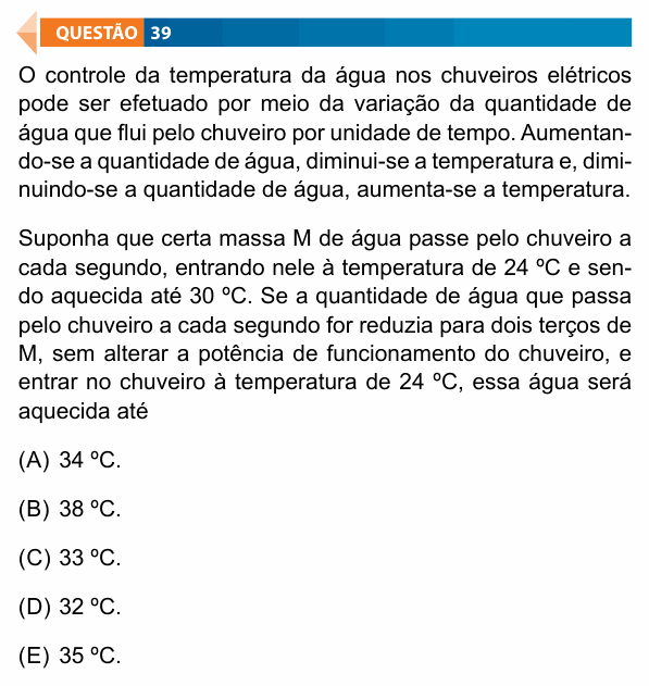 Enunciado da questão 39 de Física do FAMECA 2024